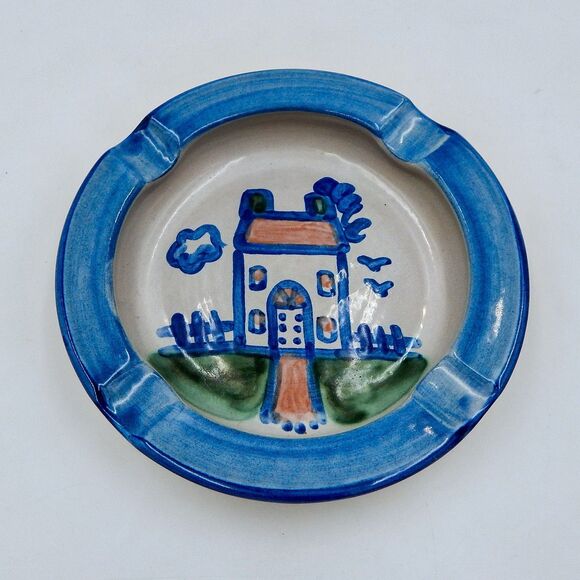 M A Hadley Country Cottage Ashtray Trinket 8" Dish US Art Pottery Studio Vintage - Picture 1 of 6